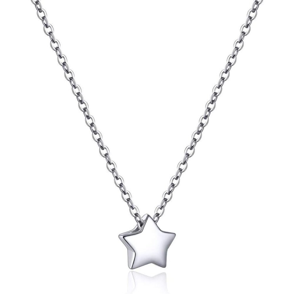 Dainty 925 Sterling Silver Necklace Heart/Round/Star/Moon/Triangle/Vertical Bar
